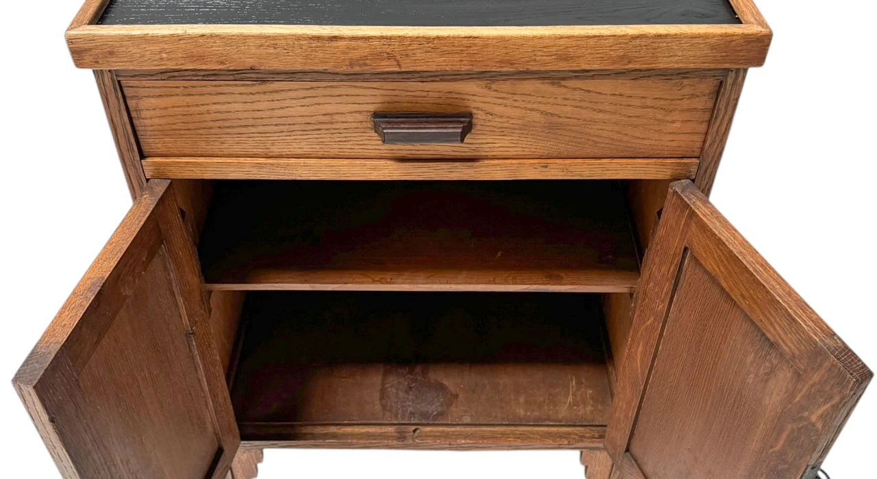 Art Deco Amsterdamse School Cabinet with Black Lacquered Top, 1920s